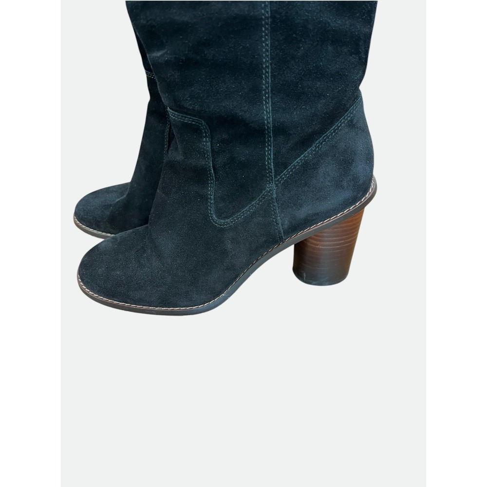 Coach Black Suede Knee High Boots Womens 9B Block Heel Tall Zip C1357 RARE‎ - Picture 6 of 13